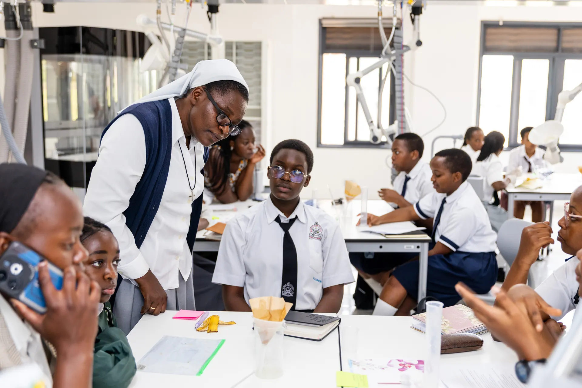 Students learning in a classroom